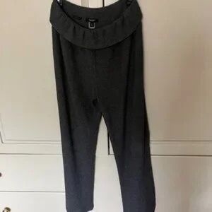Women's Fold-Over Waist Ponte Pants - Dark Gray